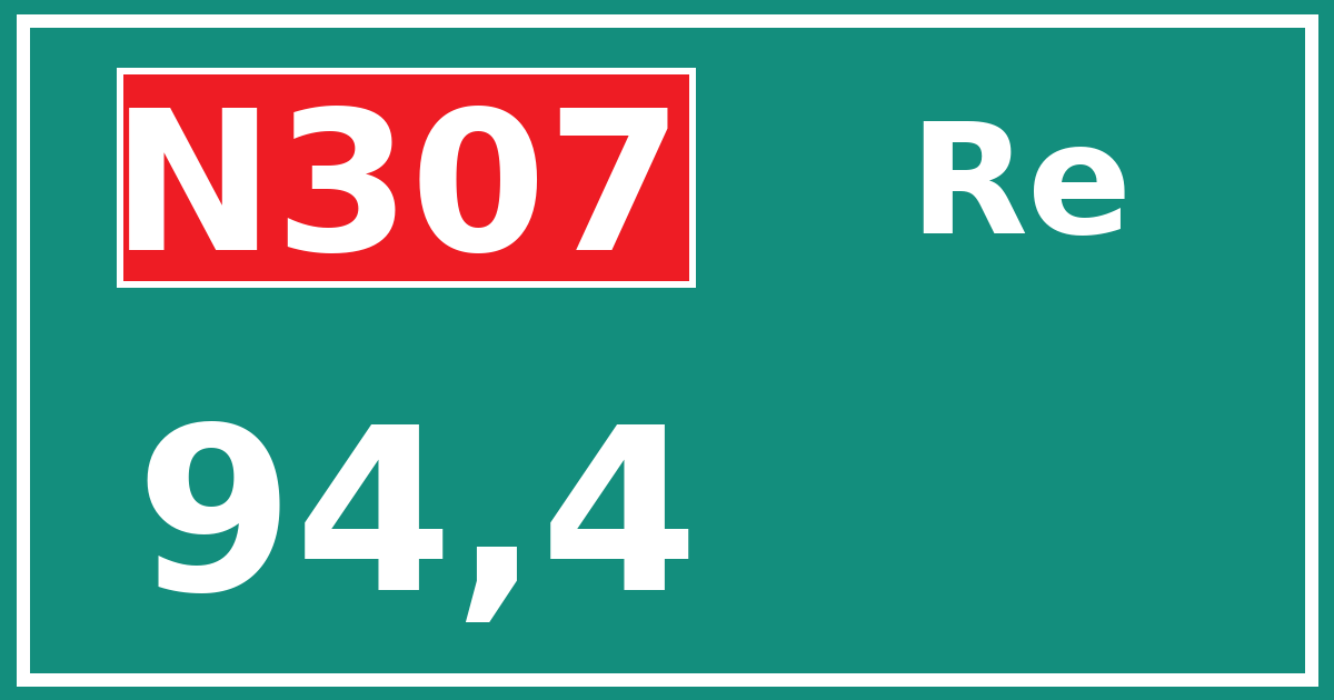 Hectometerbord N307 94,4 zijde Re