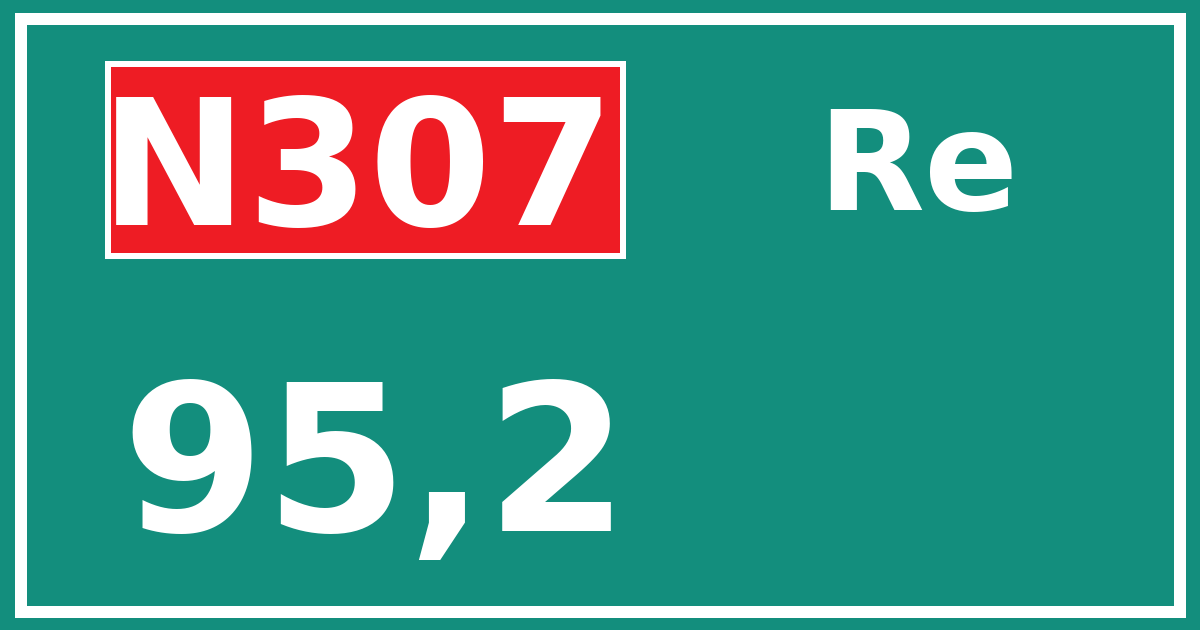 Hectometerbord N307 95,2 zijde Re