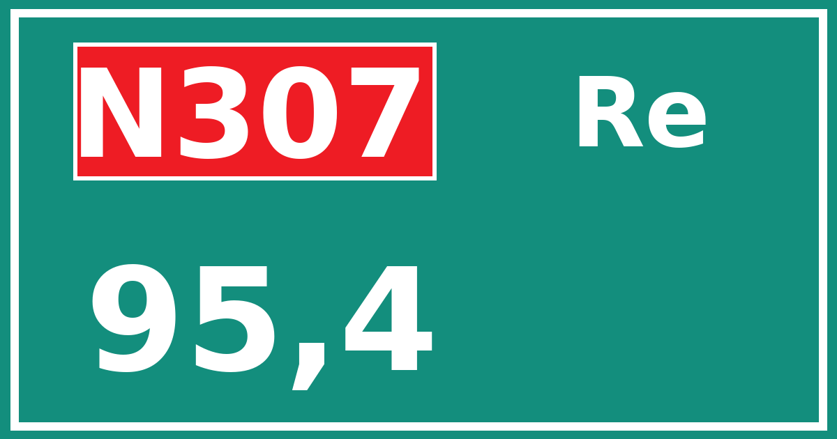 Hectometerbord N307 95,4 zijde Re