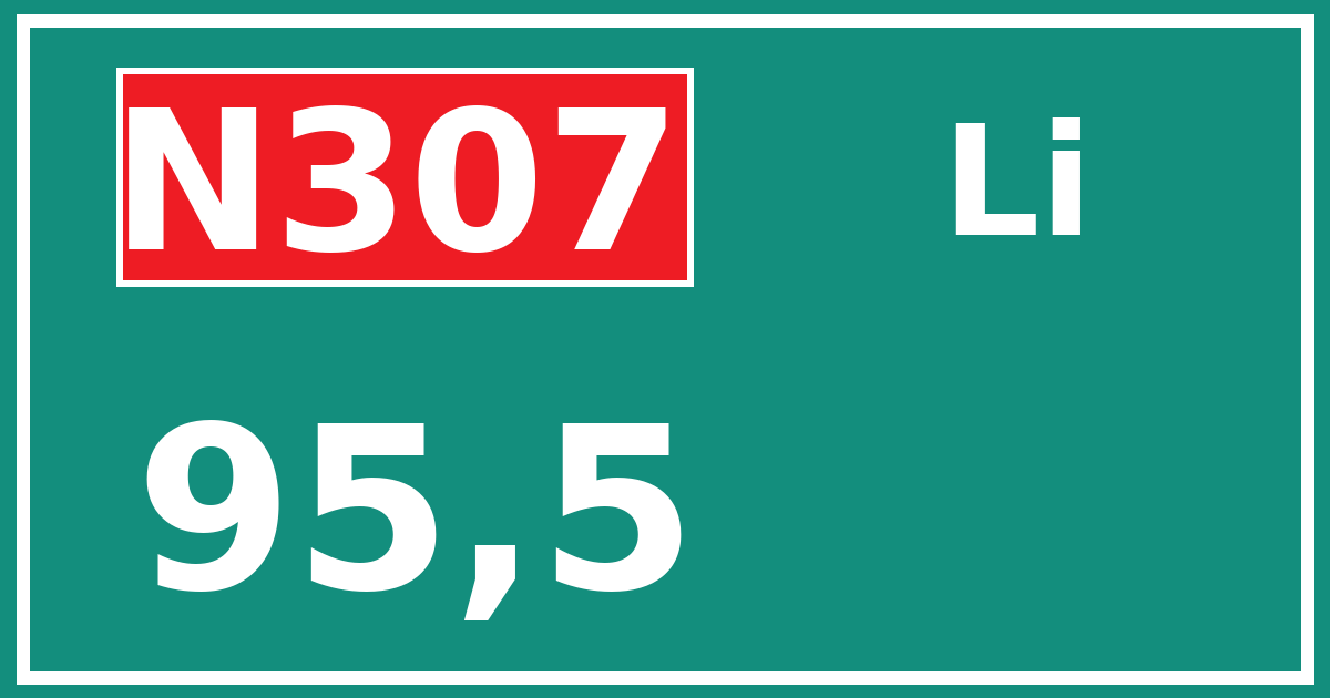 Hectometerbord N307 95,5 zijde Li