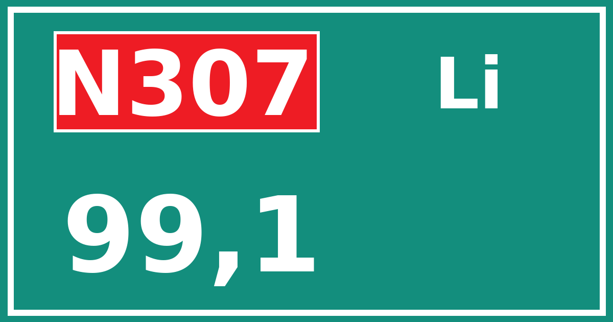 Hectometerbord N307 99,1 zijde Li