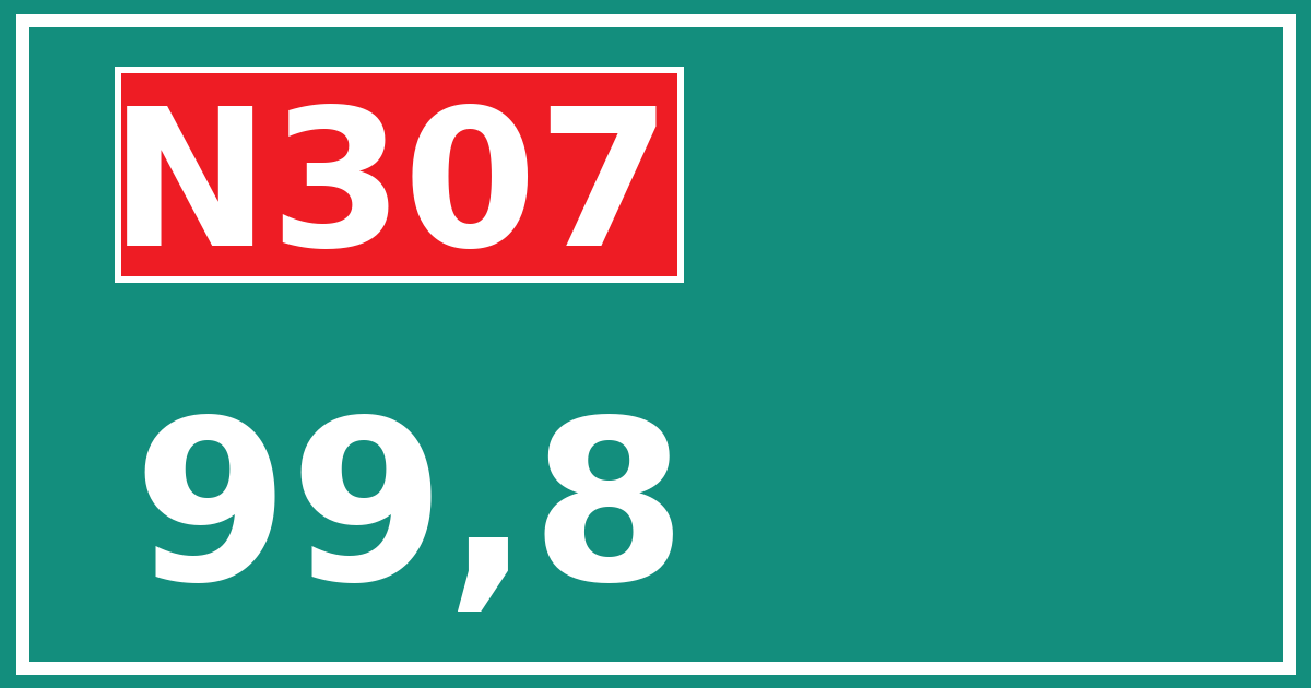 Hectometerbord N307 99,8