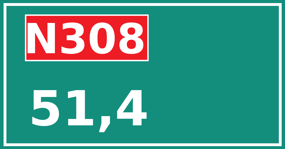 Hectometerbord N308 51,4
