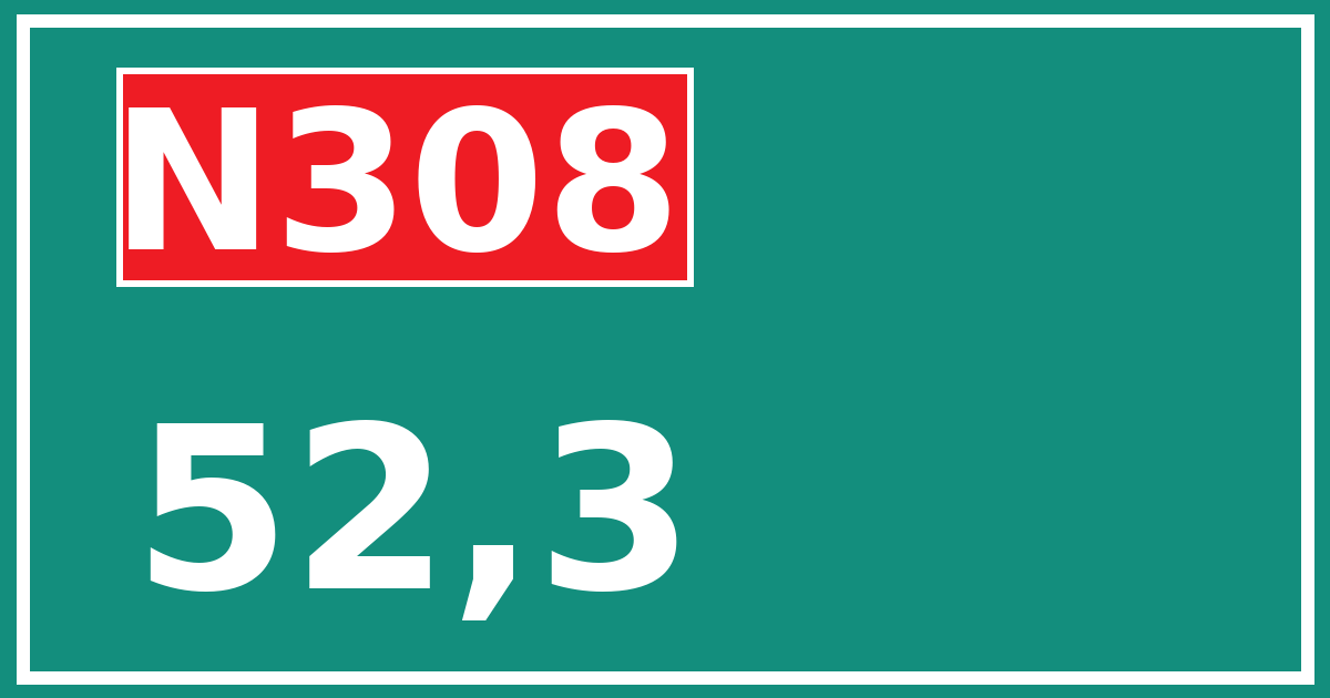 Hectometerbord N308 52,3