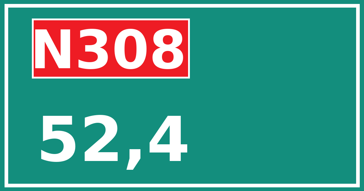 Hectometerbord N308 52,4