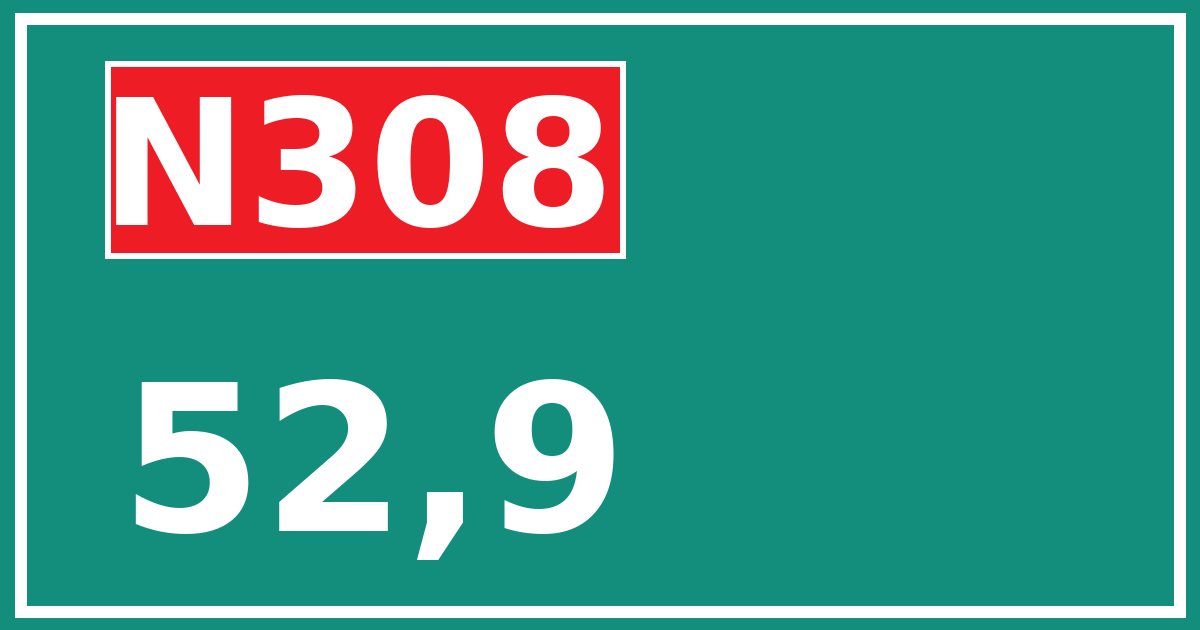 Hectometerbord N308 52,9