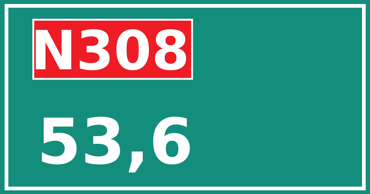 Hectometerbord N308 53,6