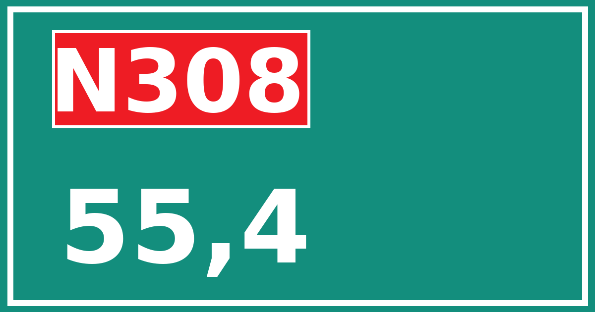 Hectometerbord N308 55,4
