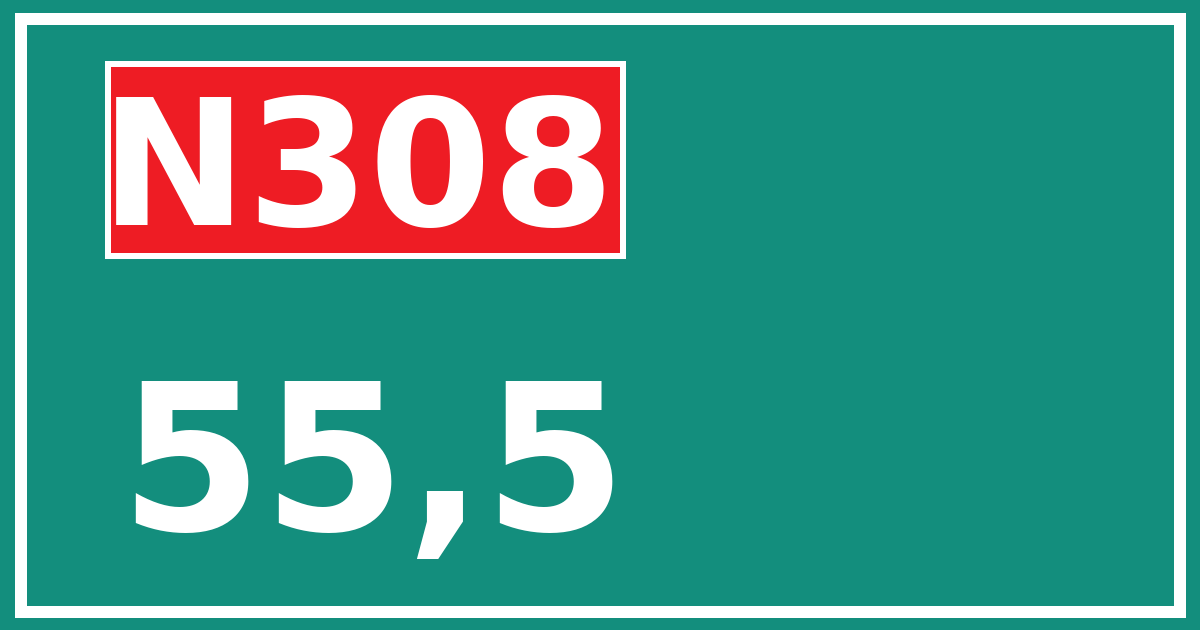 Hectometerbord N308 55,5