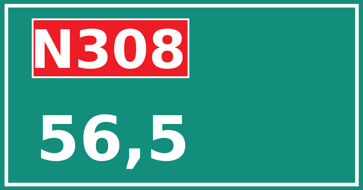 Hectometerbord N308 56,5