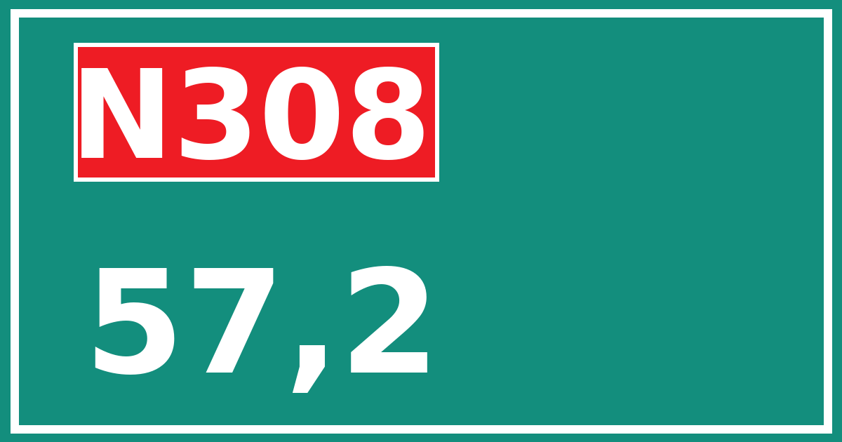 Hectometerbord N308 57,2