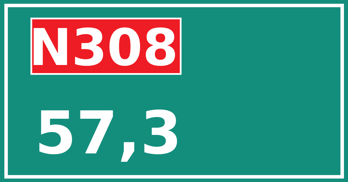 Hectometerbord N308 57,3