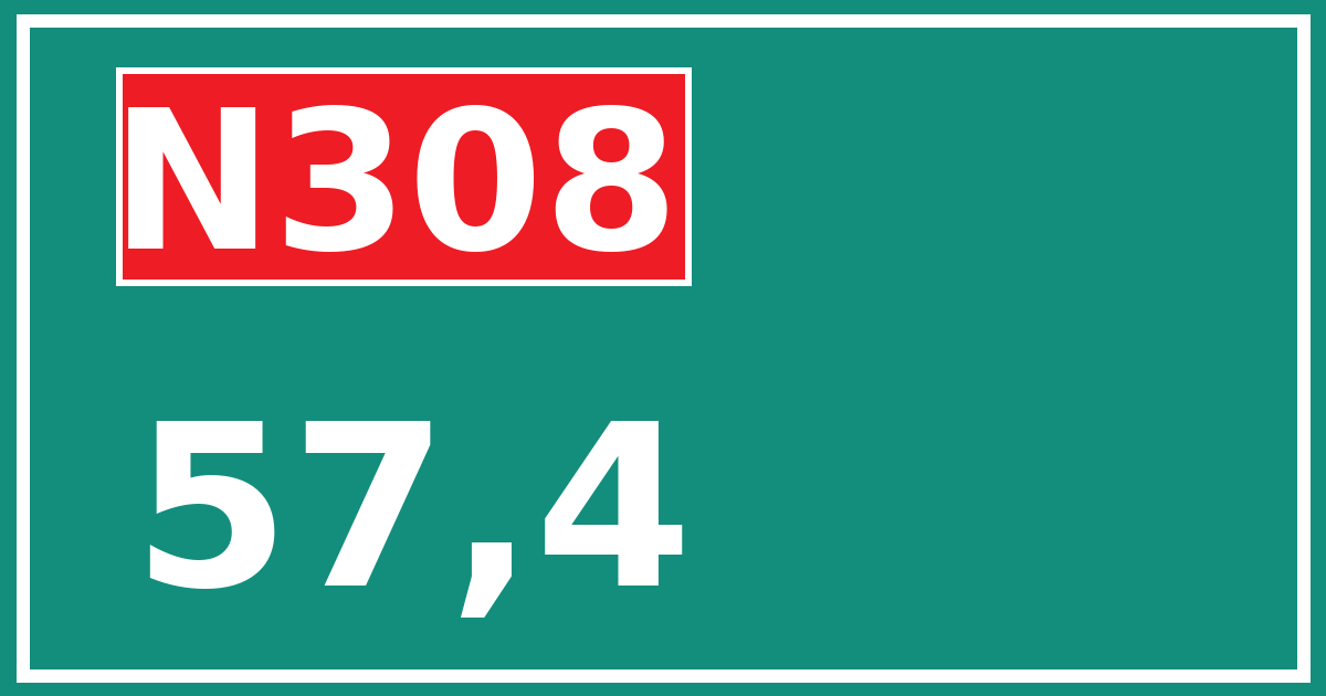 Hectometerbord N308 57,4