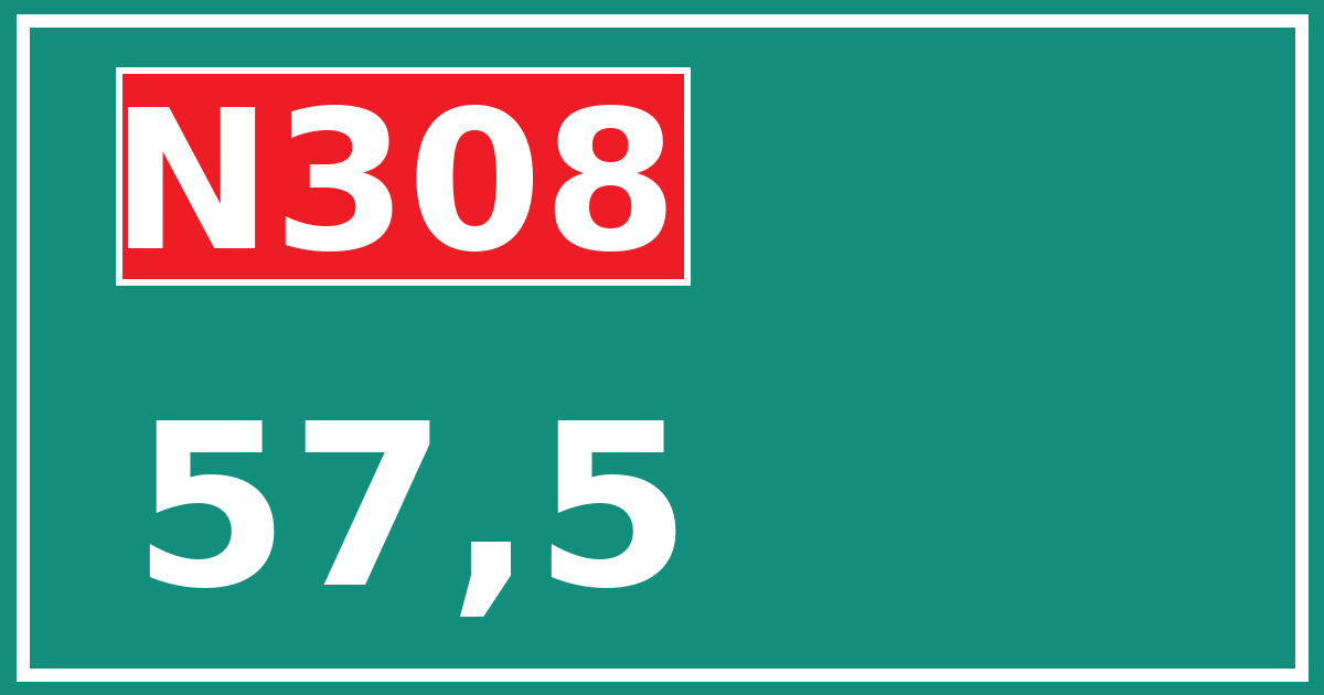 Hectometerbord N308 57,5