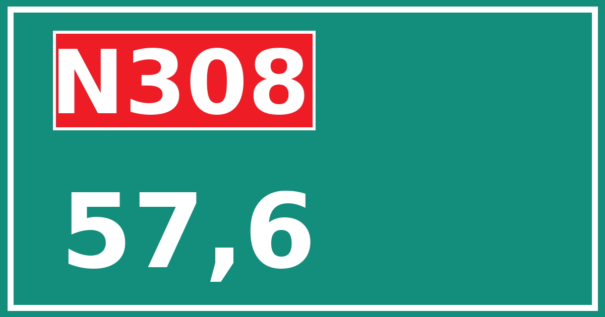 Hectometerbord N308 57,6