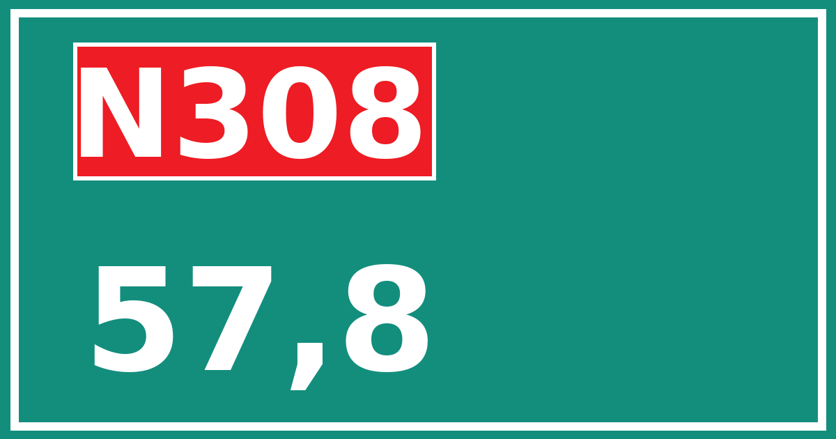 Hectometerbord N308 57,8