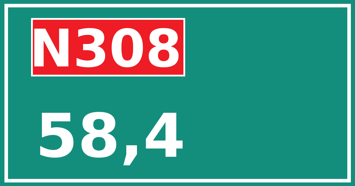 Hectometerbord N308 58,4