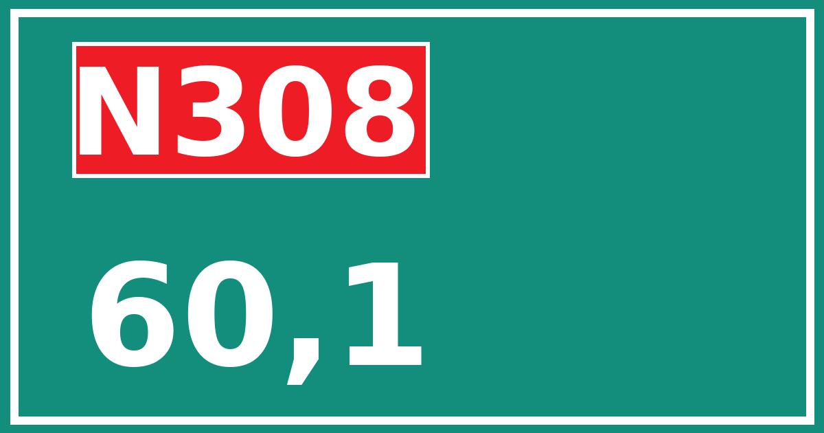 Hectometerbord N308 60,1