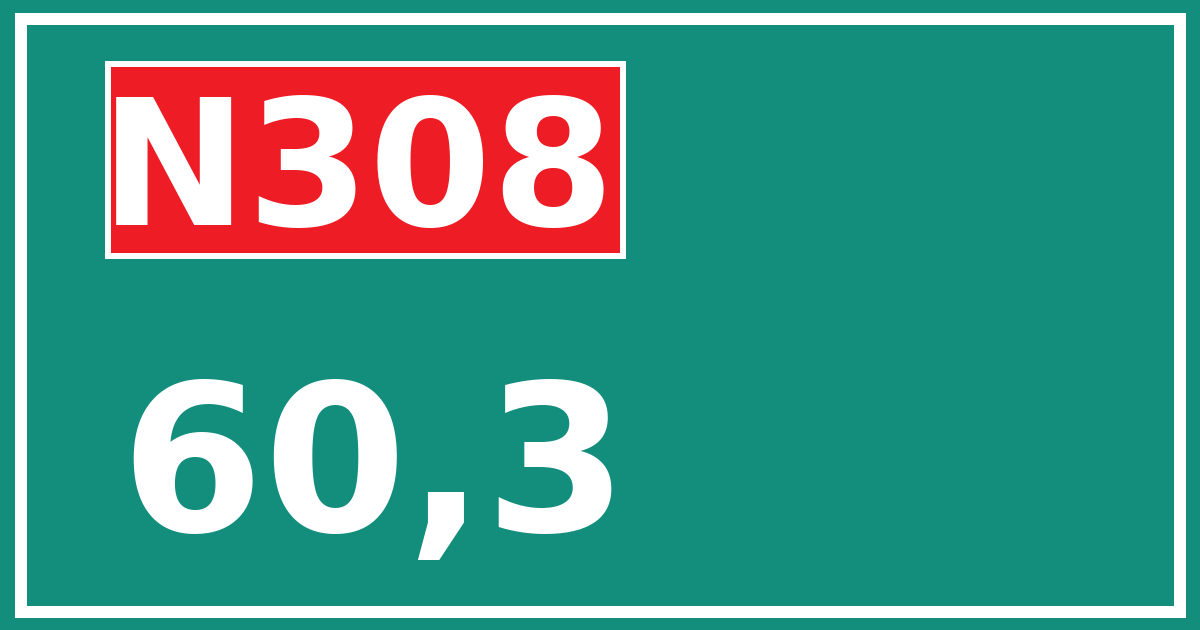 Hectometerbord N308 60,3