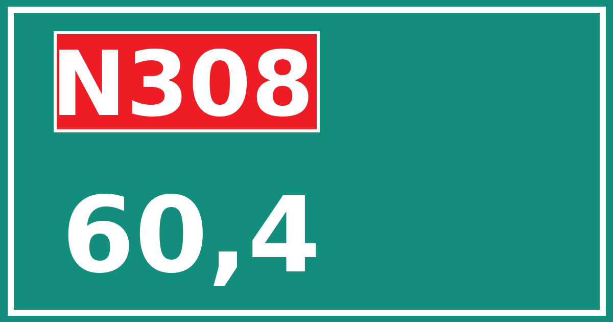 Hectometerbord N308 60,4