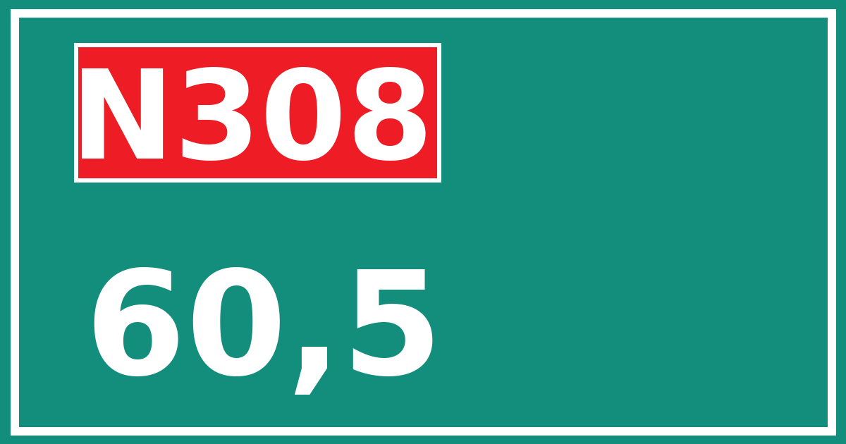 Hectometerbord N308 60,5
