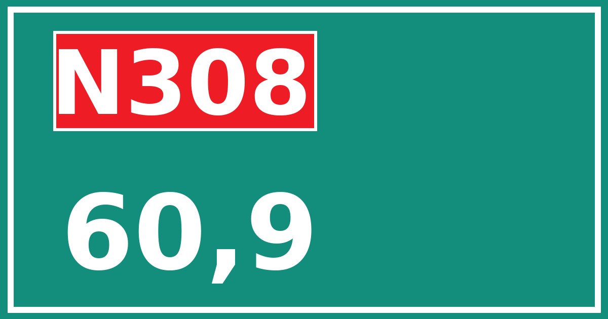 Hectometerbord N308 60,9