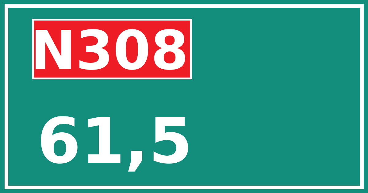 Hectometerbord N308 61,5