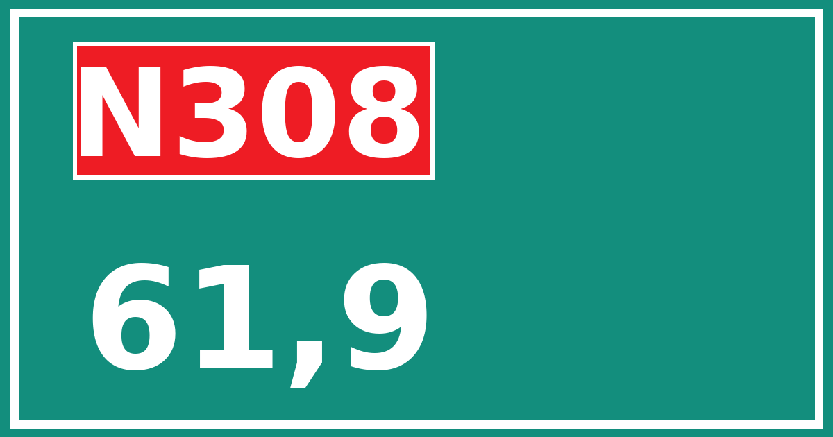 Hectometerbord N308 61,9