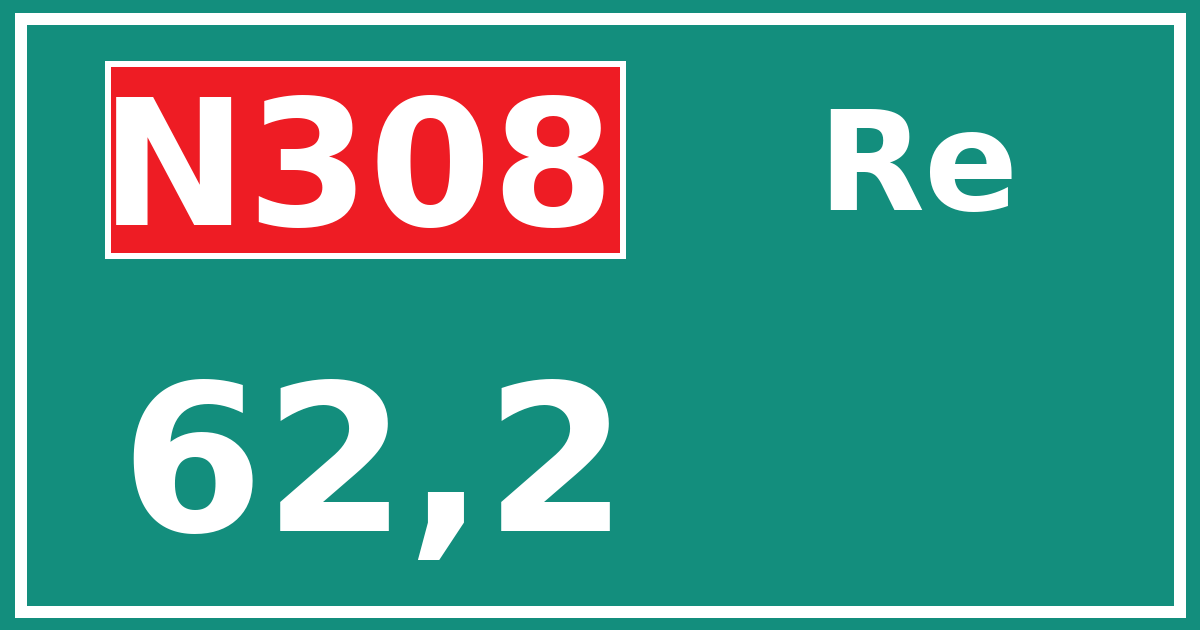 Hectometerbord N308 62,2 zijde Re