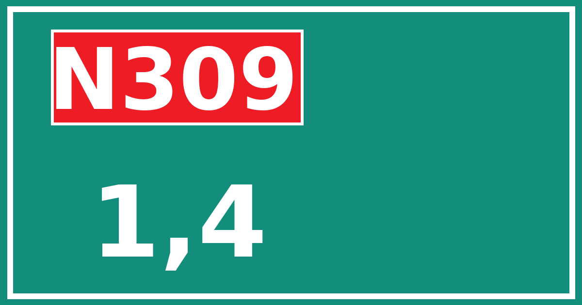 Hectometerbord N309 1,4