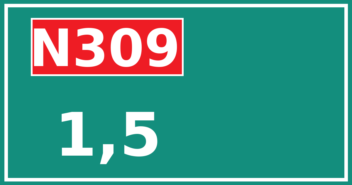 Hectometerbord N309 1,5