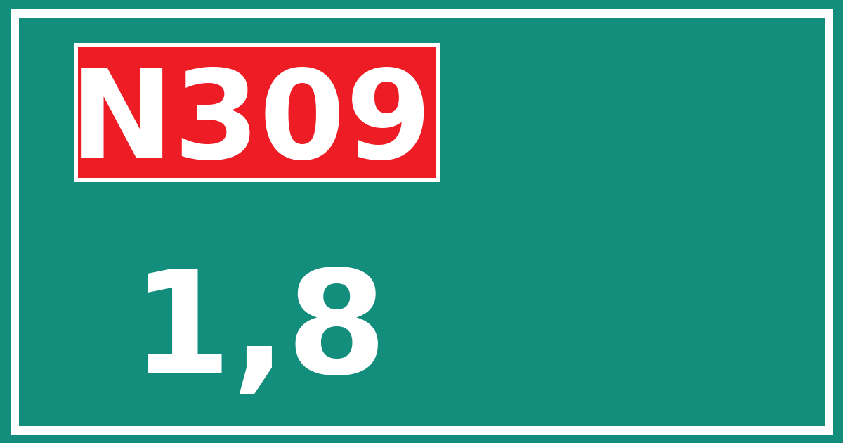 Hectometerbord N309 1,8
