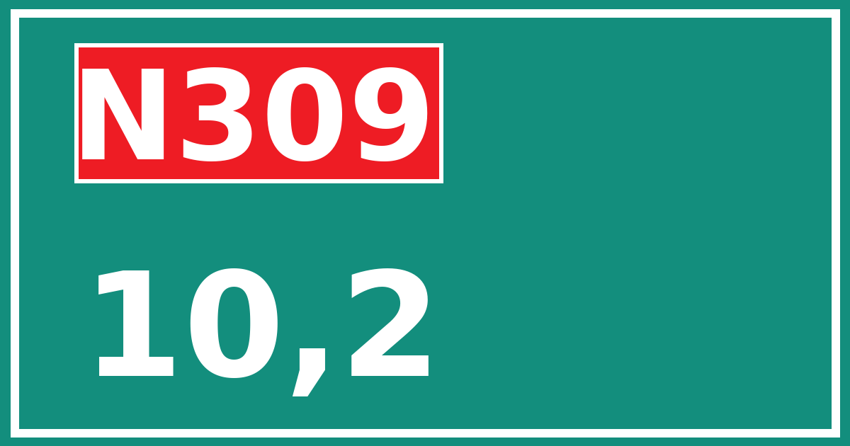 Hectometerbord N309 10,2