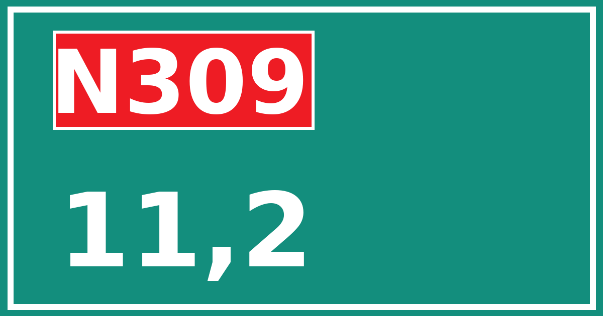Hectometerbord N309 11,2