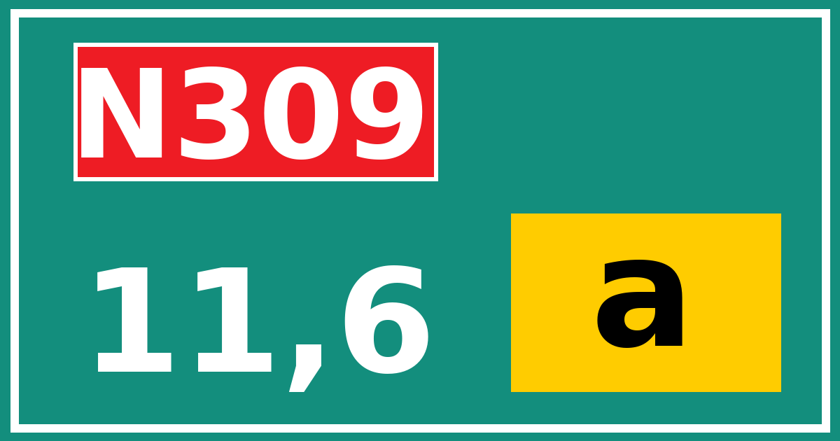 Hectometerbord N309 11,6 letter a