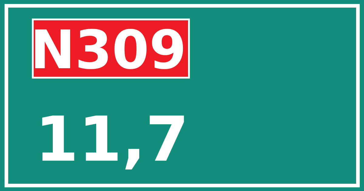 Hectometerbord N309 11,7