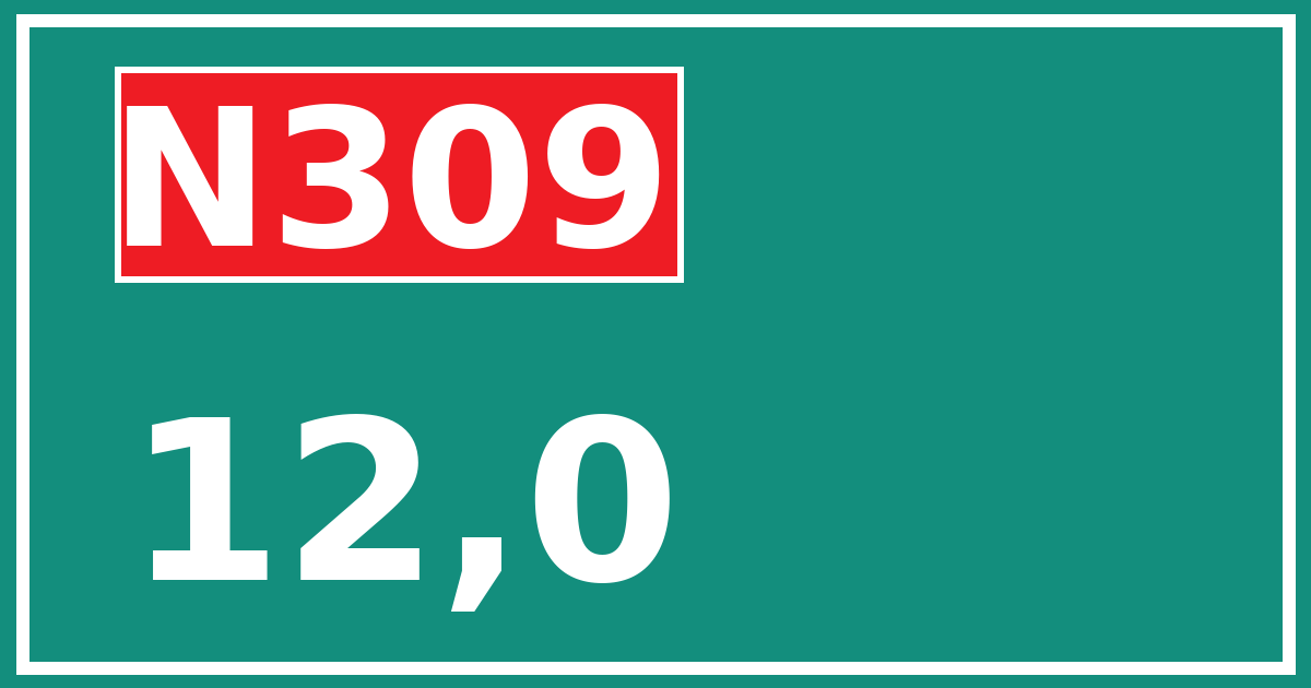 Hectometerbord N309 12,0