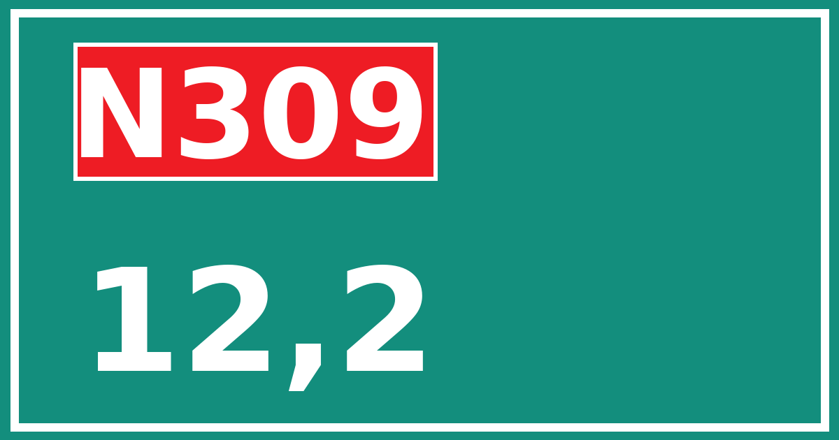 Hectometerbord N309 12,2