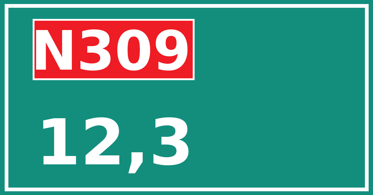 Hectometerbord N309 12,3