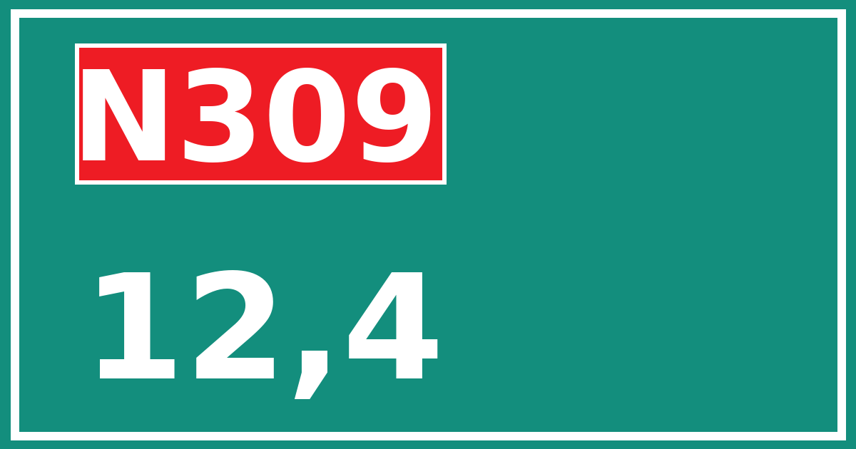 Hectometerbord N309 12,4