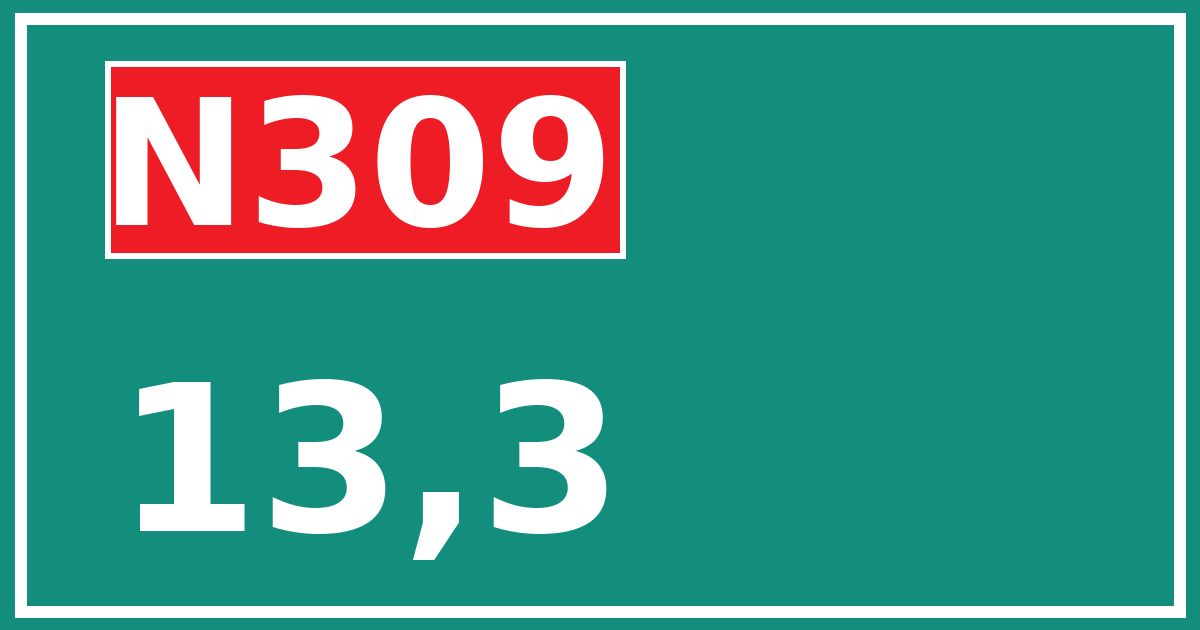 Hectometerbord N309 13,3