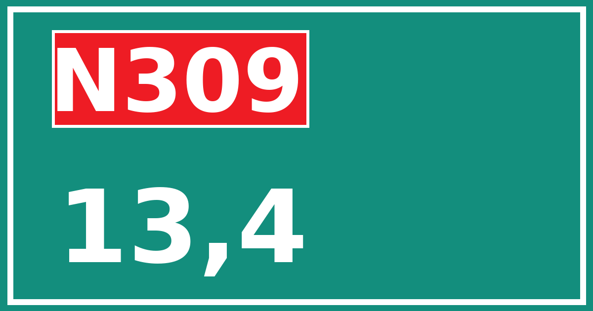 Hectometerbord N309 13,4