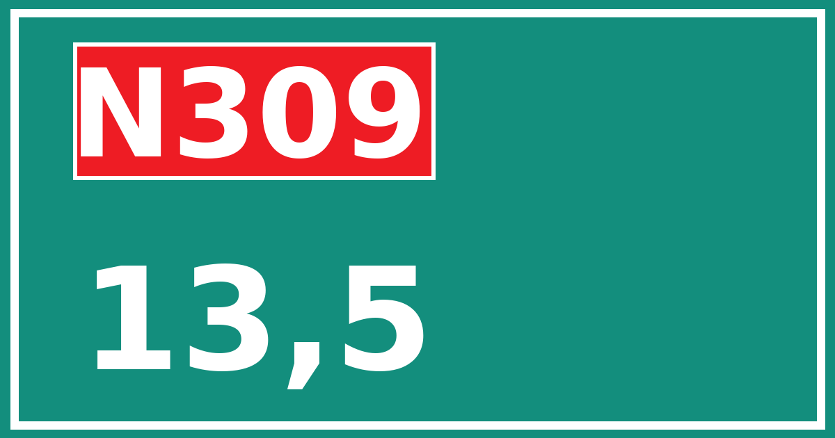 Hectometerbord N309 13,5