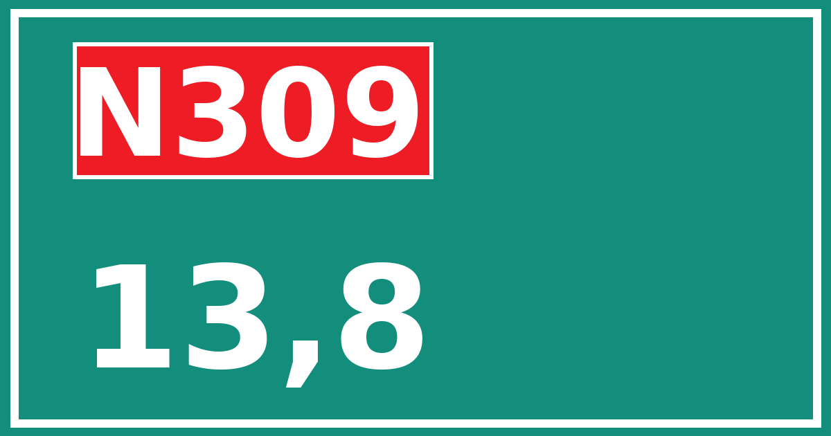 Hectometerbord N309 13,8