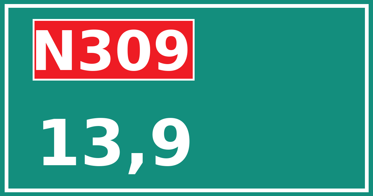 Hectometerbord N309 13,9