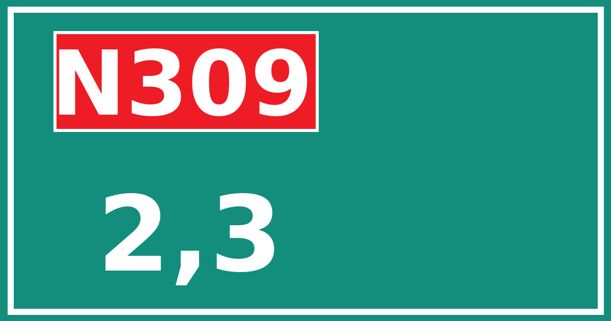 Hectometerbord N309 2,3
