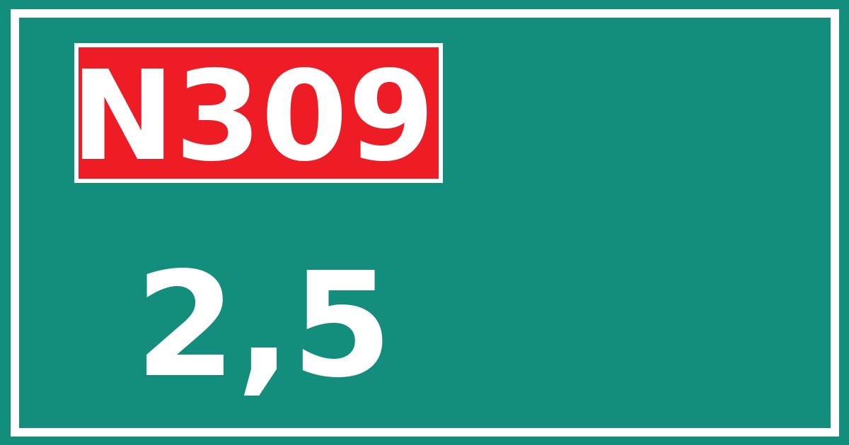 Hectometerbord N309 2,5