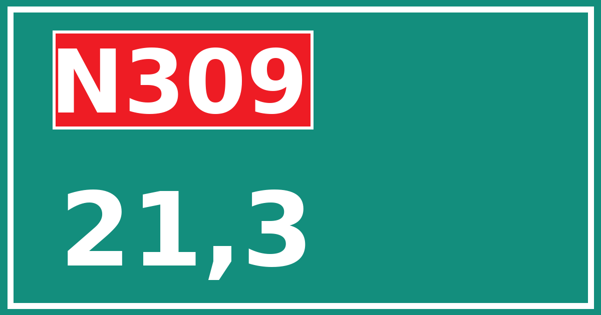 Hectometerbord N309 21,3