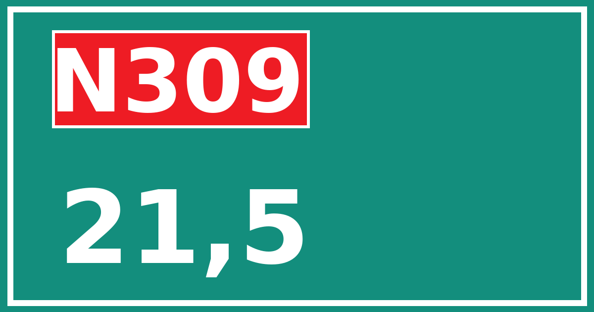 Hectometerbord N309 21,5