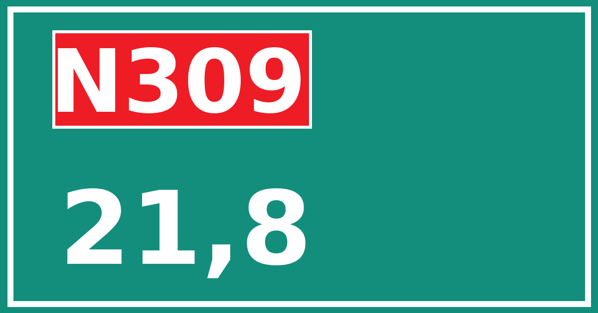 Hectometerbord N309 21,8